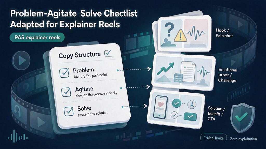 Problem-Agitate-Solve Checklist Adapted for Explainer Reels