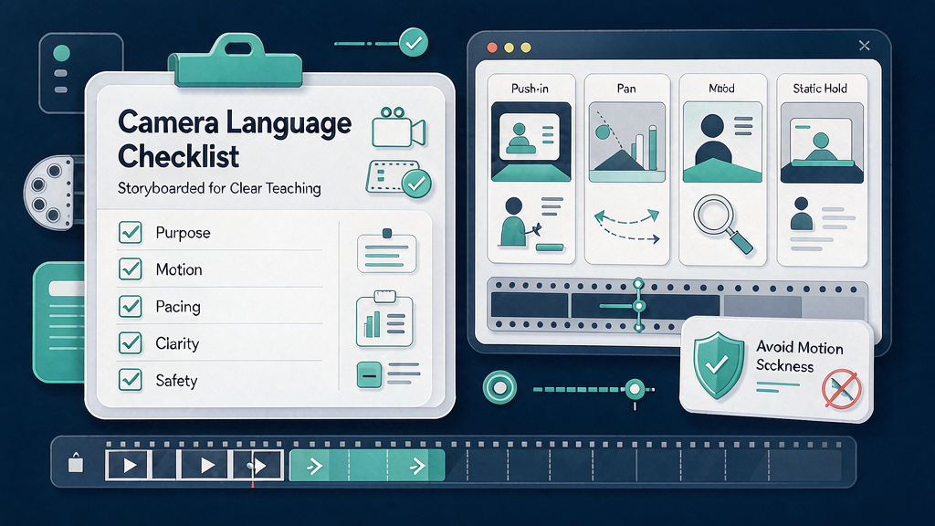 Camera Language Checklist for Storyboarded Explainer Clips